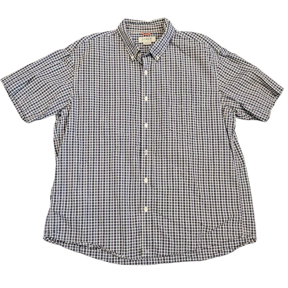 J. Crew Men's Short Sleeve Checkered Button Down Multi-Colored Shirt Size XL